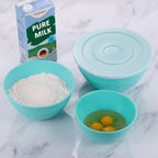 TP Mixing Bowl Set with Lids, 6-Piece Melamine Nesting Bowls Set for Pasta Baking Salad Mixing, Set of 3, Glossy Turquoise