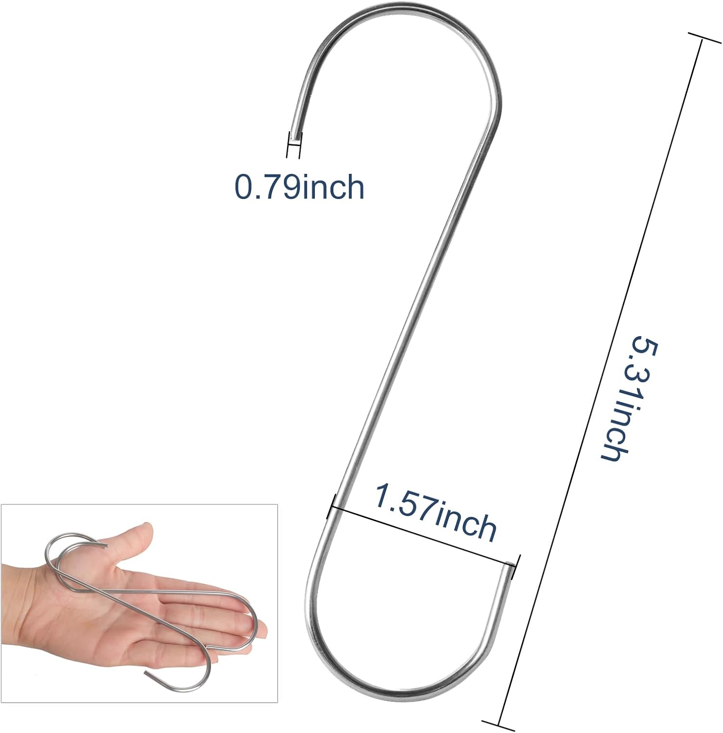 20-Pack S Hooks - Stainless Steel Heavy Duty S Hooks for Hanging pots, Pans, Plants, Coffee Mugs, Towels in Kitchen and Bathroom, Coat, Bag, Work Shop, Perfect Rack Hooks