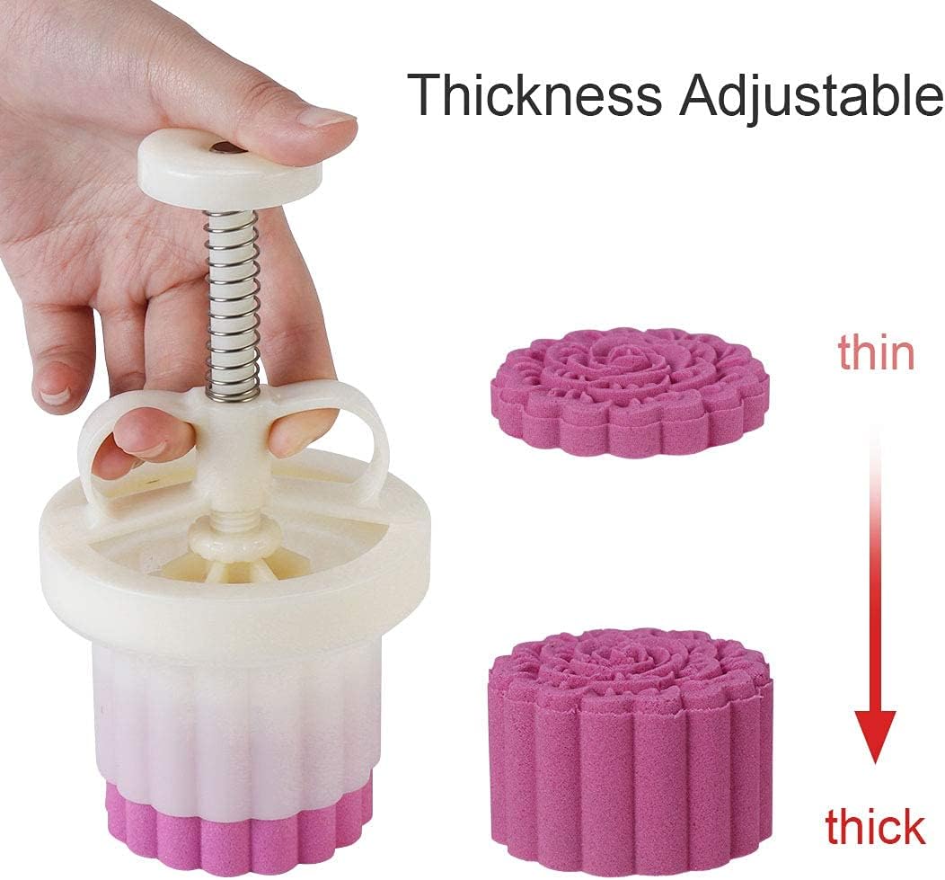 Moon Cake Mold Set Cookie Stamp 5pcs 100g Stamps, Thickness Adjustable DIY Cookie Press Decoration Cake Mold Hand Cutter Set