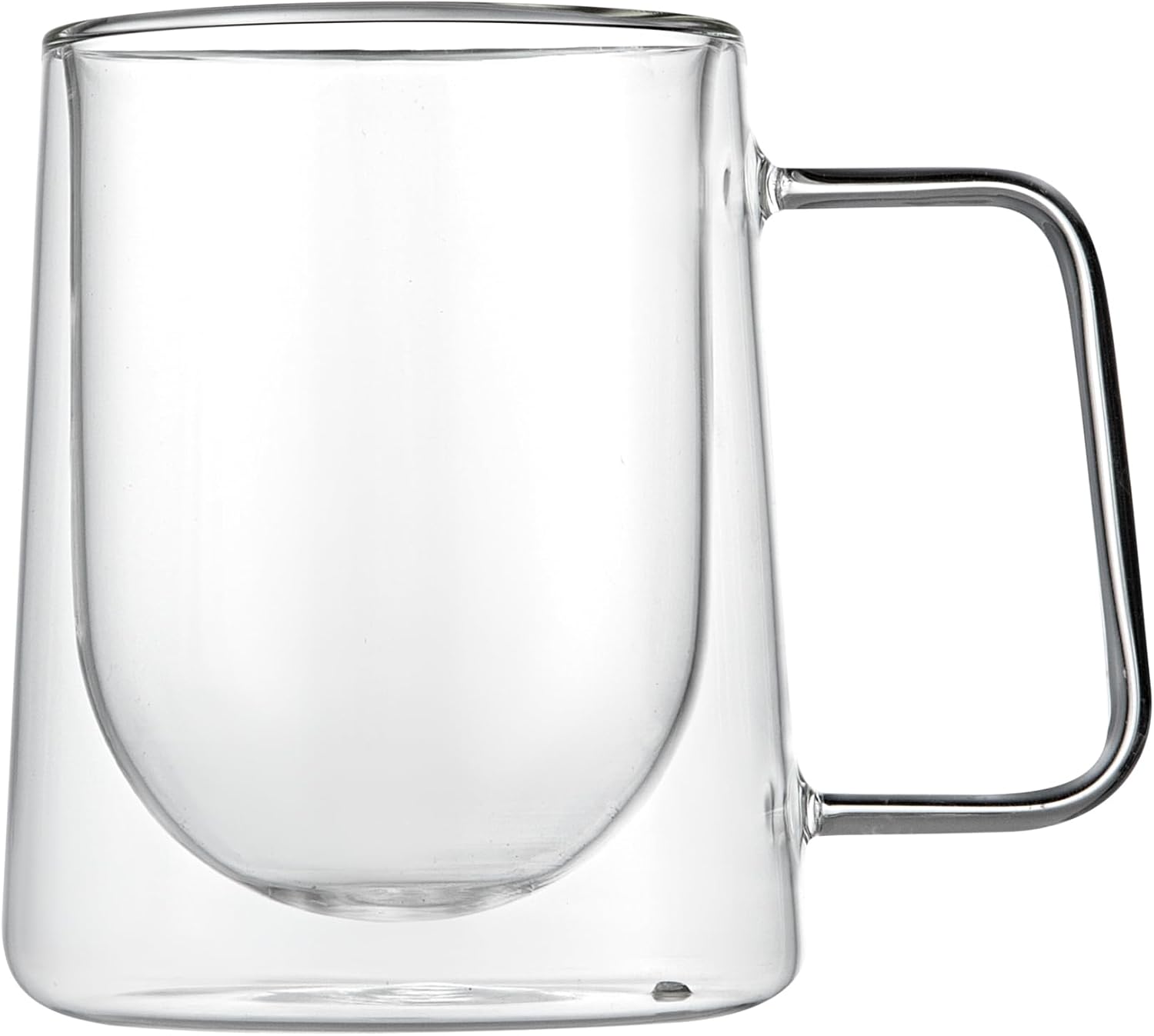 Restaurantware-Forma Professional 10.2 Ounce Double Wall Coffee Mugs, 12 Insulated Coffee Mugs With Handle - Dishwashable, Reusable, Clear Glass Beverage Cups, Freezable, For Hot Or Cold Beverages