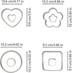 Large Size Donut Design Cookie Cutters Set of 4 pcs, Stainless Steel 4 Shapes Cream-filled Doughnut Fondant Cutter Molds Baking DIY (Round + Square + Heart + Flower)