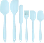 Heat Resistant Silicone Spatulas Set Food Grade Silicone Seamless One Piece Design BPA-Free,Non-Stick,Dishwasher Safe,Cooking and Mixing Set of 6PCS-Blue (Blue)