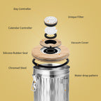 TEDSWAIT Coffee Container with Sealed Cantilever Lid and Scoop, Airtight Stainless Steel Kitchen Food Storage Canister with Date Tracker, 1.8L(Silver)