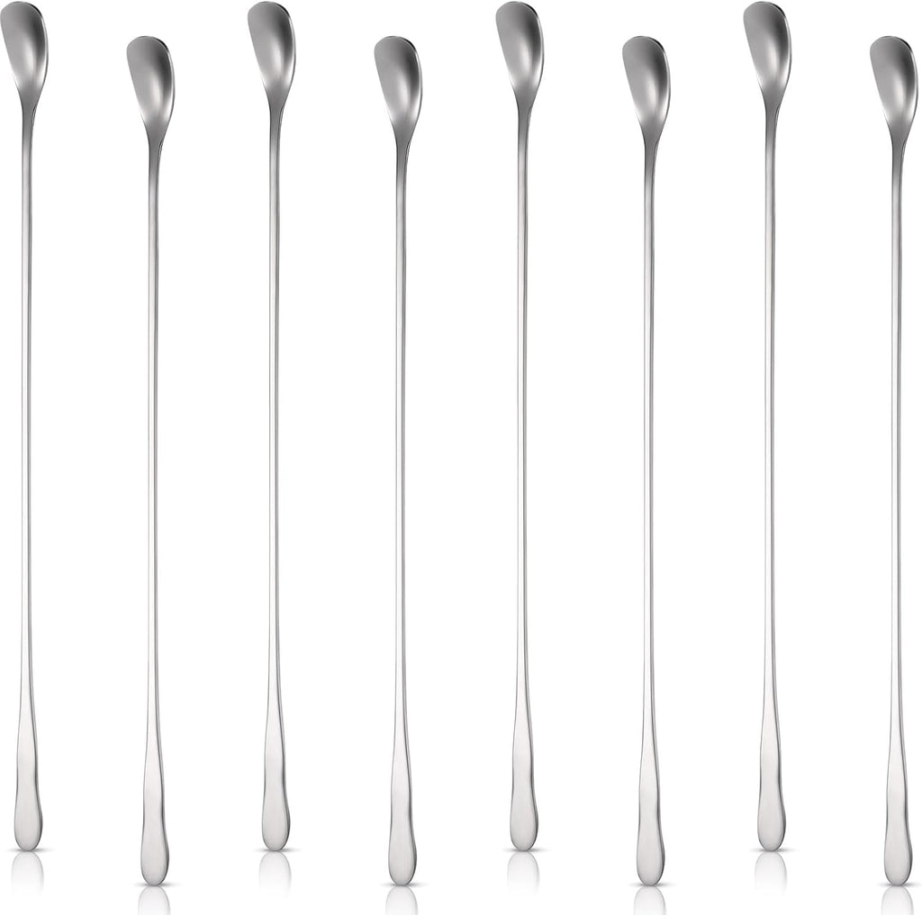 Patelai 8 Pieces Stainless Steel Coffee Stirring Spoons 12.4 Inch Reusable Coffee Stirrers Long Handle Bar Cocktail Salt Spoons Tiny Swizzle Sticks for Bar Cocktails