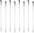 Patelai 8 Pieces Stainless Steel Coffee Stirring Spoons 12.4 Inch Reusable Coffee Stirrers Long Handle Bar Cocktail Salt Spoons Tiny Swizzle Sticks for Bar Cocktails
