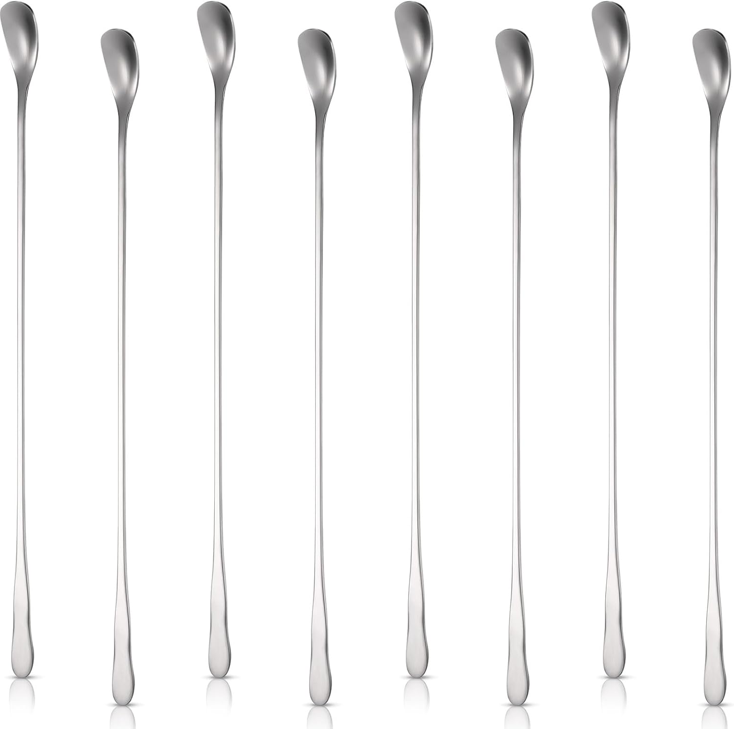 Patelai 8 Pieces Stainless Steel Coffee Stirring Spoons 12.4 Inch Reusable Coffee Stirrers Long Handle Bar Cocktail Salt Spoons Tiny Swizzle Sticks for Bar Cocktails