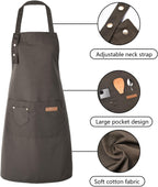 Tosewever Art Aprons for Women Painting Pottery Baking, Mens Buckle Straps Kitchen Apron with Pockets for Chef Cooking