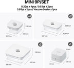 VAKUEN Premium Airtight Food Storage Containers, Mini 9P/SET include Vacuum Sealer, Smart One-Click Seal Lid, No Hinges, 100% Leak Proof, BPA-FREE, Dishwasher, Freezer & Microwave Safe