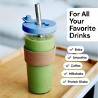 Dodoko Reusable 24 oz Bubble Tea Cup with Lid and Straw - Iced Coffee Cup - Smoothie Tumbler to Go - Breeze Blue