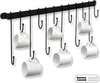 AJART Coffee Cup Holder Wall-Mounted: Hanging Coffee Mug Wall Rack - 23 Inch Coffee Cup Rack Storage Organizer