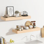 17x8x1.6 inch Floating Shelves Set of 2 – Solid Wood Rustic Wood Wall Mounted Shelf for Kitchen, Bathroom, Living Room
