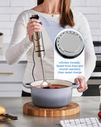 Handblender with Plug,Immersion Blender Handheld, Heavy-Duty Copper Motor, Detachable Stainless Blade Dishwasher Safe, 2 Modes with Pulse,Infinitely Variable Speed, Space-Saving Design