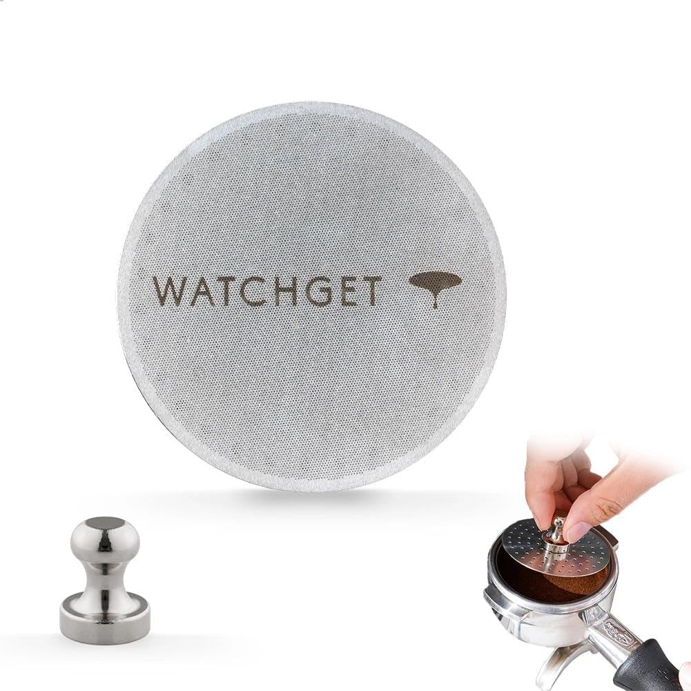 watchget 51 Espresso Puck Screen - 0.8mm Thickness Espresso Screen Double-layer Lower Shower Screen with Magnetic Nail - Metal Reusable Filter for 51mm Protafilter Basket Stainless Steel Coffee Filter