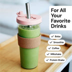 Dodoko Reusable Boba Cup with Straw - Iced Coffee & Smoothie Tumbler 24 oz - Bubble Pink