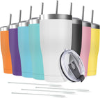 8 Pack 30oz Stainless Steel Tumblers Bulk Reusable Travel Mugs with Lid, Double Wall Powder Coated Coffe Cup for Home, Office, Outdoor Suitable for Vehicle Cup Holders