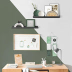 Forbena 24 Inch Long Picture Ledge Shelf Set of 4, Black Wood Floating Shelves with Lip for Wall, Rustic Display Shelves for Living Room Bedroom Bathroom Office Photo Frames Plants Books Art Decor