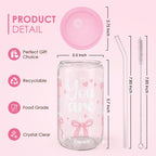 Christian 16oz Can Glass Tumbler with Acrylic Lid & Straw, Iced Coffee Cup for Women Girls, Aesthetic Cups Gifts for Birthday Christmas