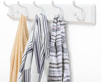 Wooden Coat Rack, Wall-Mounted Organizer for Closet, Entryway, Hallway, Foyer, Bedroom, Heavy Duty Double Hooks for Hanging Towels, Bags, Hats, Jackets, Key (White, 5 Hooks)