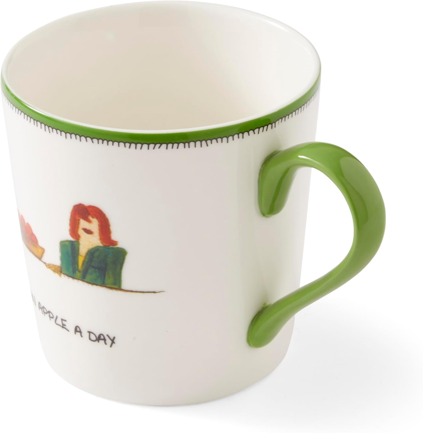 Spode Kit Kemp 12oz Doodle Mug | An Apple A Day- Unique Doodle Pattern | Fine China | Dishwasher Safe | For Coffee and Tea | Ideal Celebration Gift | Home or Office Use