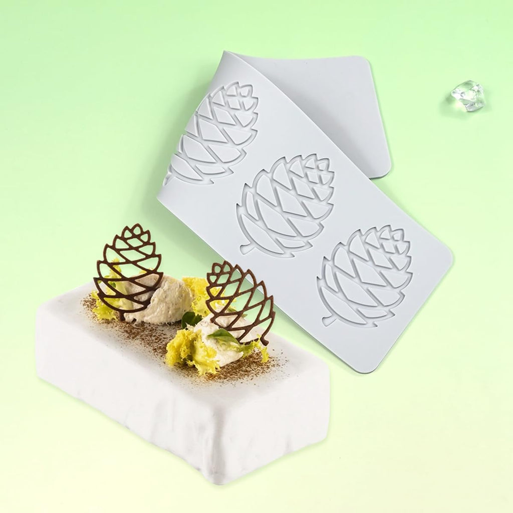 mostsom3D Hollow Out Lace Mold Silicone Pinecone Shape Fondant Molds Chocolate Mould For Cake Pastry Decor Baking Gumpaste Moulds Decoration Sugar Lace Veil Mat (O_ Pinecone)