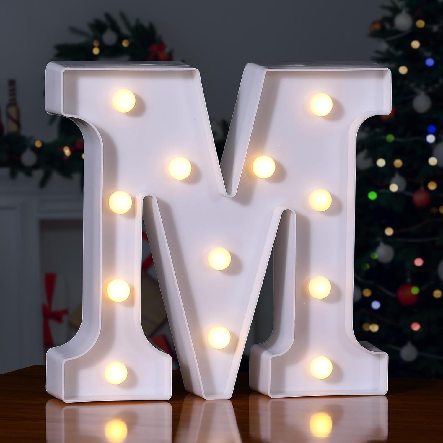 Foaky LED Letter Lights Sign Marquee Light Up Letters Sign for Night Light Wedding/Birthday Party Battery Powered Christmas Lamp Home Bar Decoration(M)