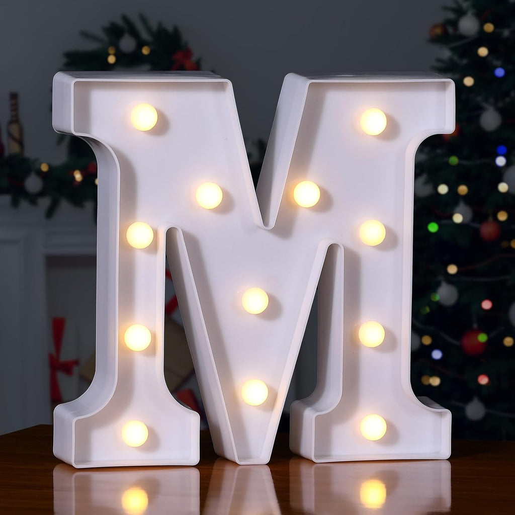 Foaky LED Letter Lights Sign Marquee Light Up Letters Sign for Night Light Wedding/Birthday Party Battery Powered Christmas Lamp Home Bar Decoration(M Sign)