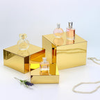 3-Piece Nesting Risers - Mirror Gold Acrylic Display Stands for Catering, Dessert, Jewelry & Party