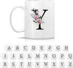 Retreez Initial A-Z Floral Botanical Bouquet Alphabet Monogrammed Monogram Mug 11 Oz Ceramic Tea Coffee Mugs - Appreciation Thank You Wedding Birthday Gifts for her friend coworker sister - Y Initial