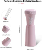 WDT Espresso Distribution Tool - Espresso Stirrer Tool For Barista, Espresso Tamper With Stainless Steel Retractable Needles (PINK)