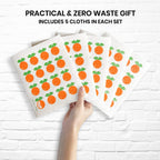 Nordhus Design Swedish Dishcloths, 5 Pack Oranges, Made in Sweden - Reusable, Washable Cellulose Cotton Kitchen Cloths - Replace Paper Towels, Wipes, Sponges, Dish Rags