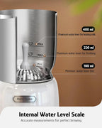 Hazel Quinn Milk Frother - Hot and Cold Detachable Milk Frother with Adjustable Temperature & Foam Thickness, Dishwasher Safe, for Latte/Cappuccino/Hot Chocolate, 400ML (13.5oz) - Pearl White