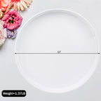 Round White Decorative Serving Tray with Handles, 13” Versatile Ottoman Tray for Coffee Table, Entertaining, Outdoor Patio, Living Room