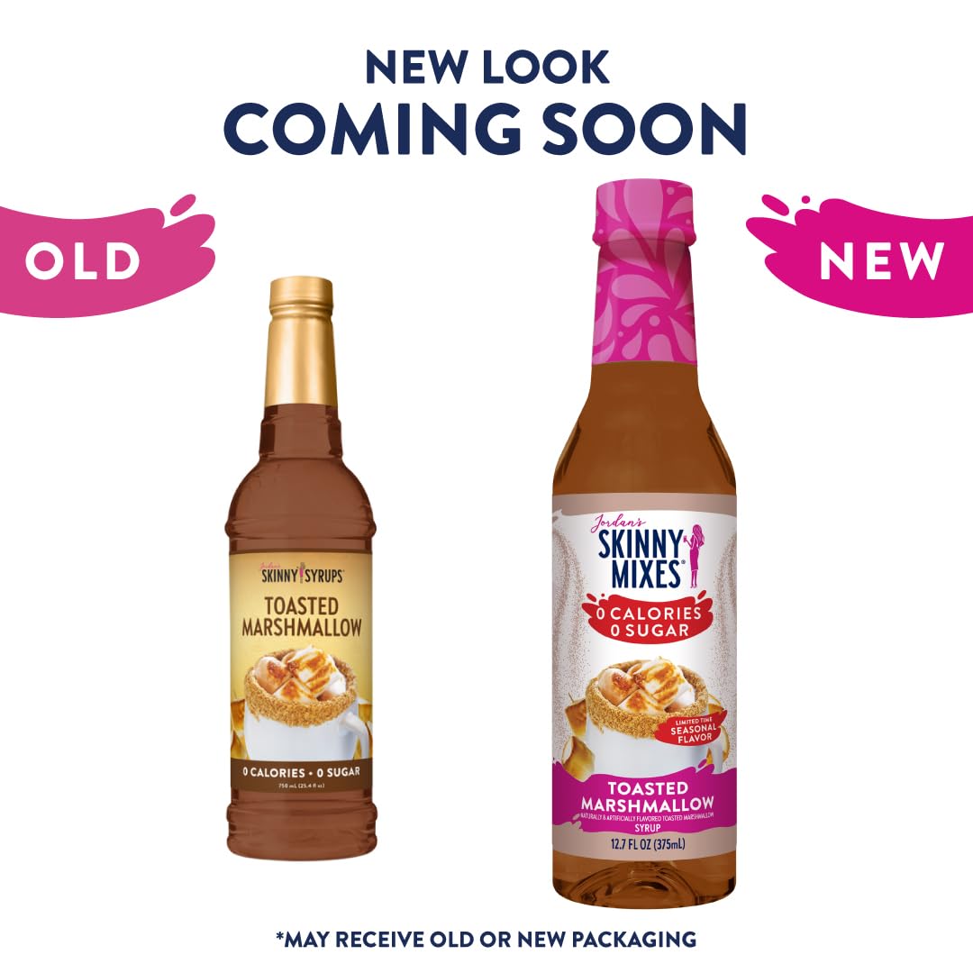 Jordan's Skinny Syrups Sugar Free Coffee Syrup, Toasted Marshmallow Flavor Drink Mix, Zero Calorie Flavoring for Chai Latte, Protein Shake, Food & More, Gluten Free, Keto Friendly, 25.4 Fl Oz, 1 Pack