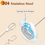 Milk Frother Handheld Rechargeable, Frother Wand Drink Mixer Electric Whisk for Coffee, Detachable With 3 Stainless Whisks, Hand Mixer for Lattes, Cappuccino, Matcha, Egg, No Stand, Beige