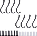 8 Pack Hanging Coat Hooks Wall Mount, Coat Hanger Wall Hangers, Metal Hooks for Hanging Heavy Duty, Screw in Hooks for Hanging Towels, Clothes, Backpack, Hat, Bag, Jacket, Key, Robe, Backpack Grey