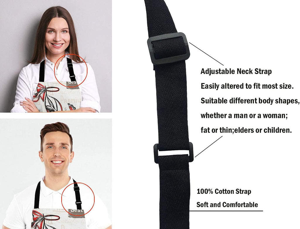 Fashion Girl Apron, Watercolor Red Lipstick Perfumes High Heels in Vintage Background for Woman Unisex Kitchen Bib with Adjustable Neck for Cooking Gardening,Adult Size