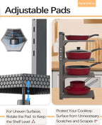 Pot and Pan Organizer Rack for under Cabinet, Heavy Duty Pot Pan Rack under Sink Organizers and Storage, Pot lid organizer, Kitchen Cabinet Organizer with 4 Adjustable Shelves