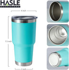 HASLE OUTFITTERS 30oz Stainless Steel Tumbler, Double Wall Vacuum Insulated Travel Mug Tumbler, Durable Insulated Coffee Mug, Gift Box Set (Light Green, 4)
