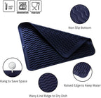 Silicone Dish Drying Mat for Multiple Usage,Easy clean,Eco-friendly,Heat-resistant Silicone Mat for Kitchen Counter or Sink,Refrigerator or drawer liner Navy Blue L 16 inches x 12 inches