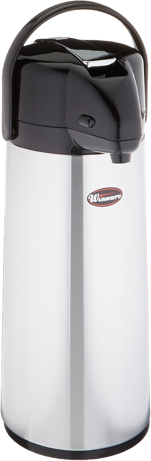 Winco Glass Lined Airpot, 2.5-Liter, Lever Top