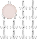 12 Pack 7 Inch Clear Plastic Easels or Stand/Plate Holders to Display Pictures or Other Items at Weddings, Plate Stands for Home Decoration, Birthdays, Tables