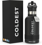 Coldest Insulated Water Bottle with Straw Lid - Stainless Steel Metal Insulated Bottle for Men & Women (Stealth Black, 12 oz)