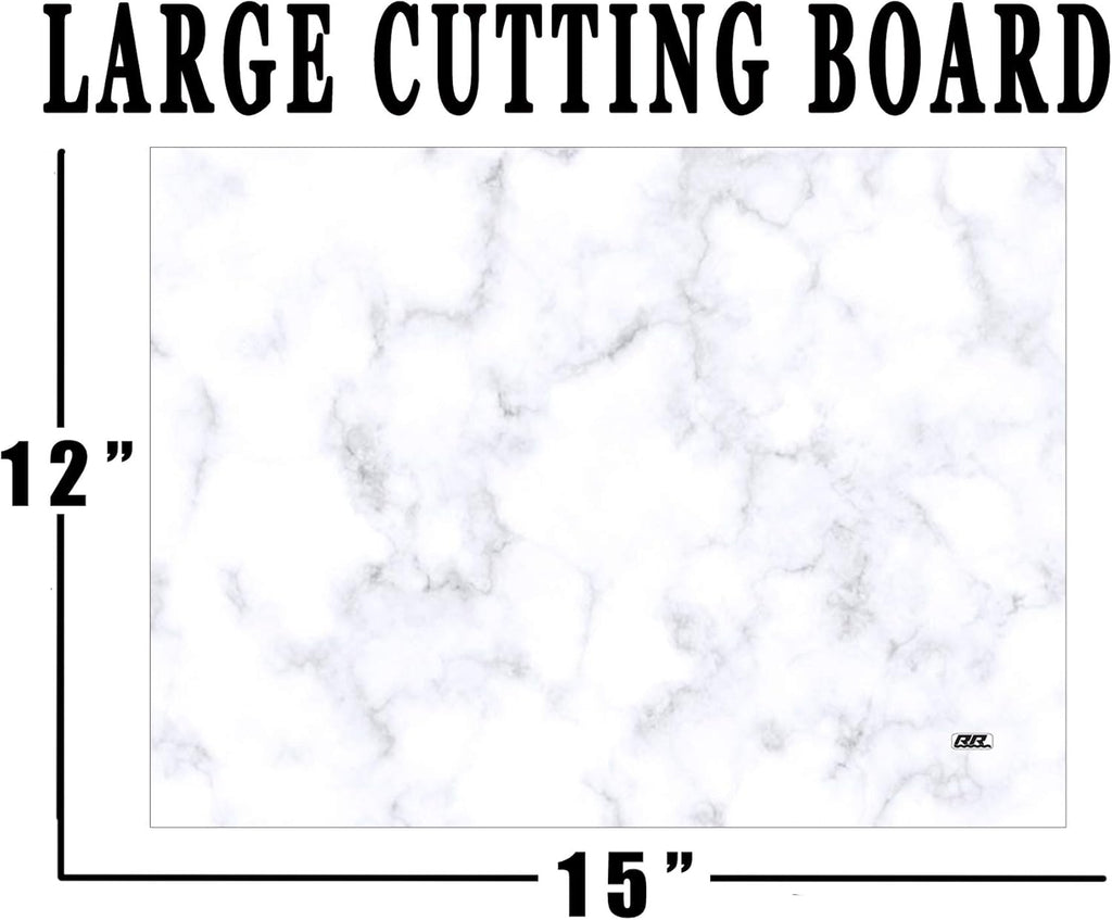 Rogue River Tactical Gray White Marble Art Kitchen Glass Cutting Board Modern Decorative Gift Abstract Wavy Contrast Design