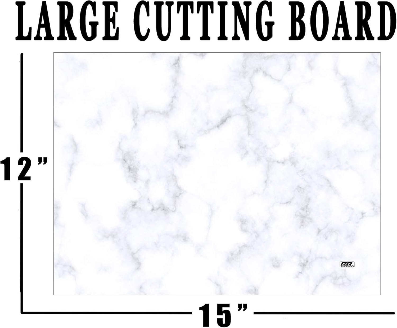 Rogue River Tactical Gray White Marble Art Kitchen Glass Cutting Board Modern Decorative Gift Abstract Wavy Contrast Design