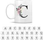 Retreez Initial A-Z Floral Botanical Bouquet Alphabet Monogrammed Monogram Mug 11 Oz Ceramic Tea Coffee Mugs - Appreciation Thank You Wedding Birthday Gifts for her friend coworker sister - C Initial