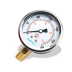 ELECALL 2-1/2" Liquid Glycerin Filled Air Pressure Gauge, 0-300Psi, 1/4" NPT Lower Mount, Stainless Steel Case, Brass Internals, Water Pressure Gauge