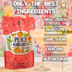 Lt. Blender's Peach Margarita in a Bag - Peach Margarita Mix - Each Bag Makes 1/2 Gallon - Non-GMO Cocktail Mix - No Blender Needed - Add Liquor, Wine or as a Mocktail (Pack of 3)