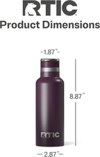 RTIC 16oz Journey Bottle Metal Stainless Steel Vacuum Insulated, BPA Free, Reusable, for Water, Hot and Cold Drinks, Travel, Sports, Camping, Plum
