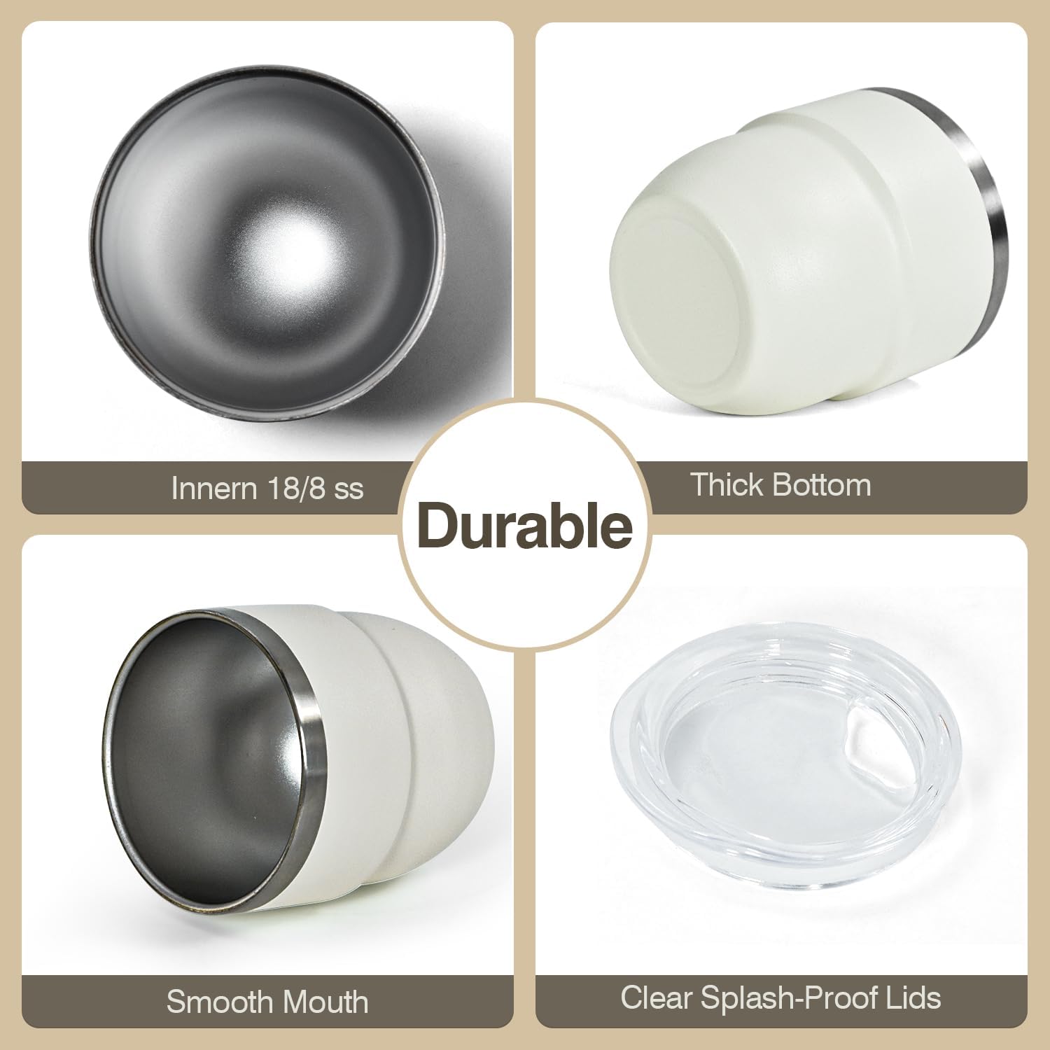 4oz Stackable Cup, Vacuum Insulated Espresso Cup Set of 2, Espresso Shot Glass for Coffee, Double Wall Stainless Steel Mini Tumbler Shot Glasses with Straw and Lid (A-white2P, 4oz)