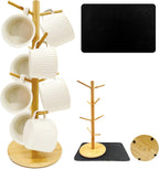 SNAIL GARDEN Wood Coffee Mug Holder With 8 Hooks, Cup Stand With Drying Mat, Tree Hanger Rack for Counter, Bar Accessories and Decor, Station Organizer
